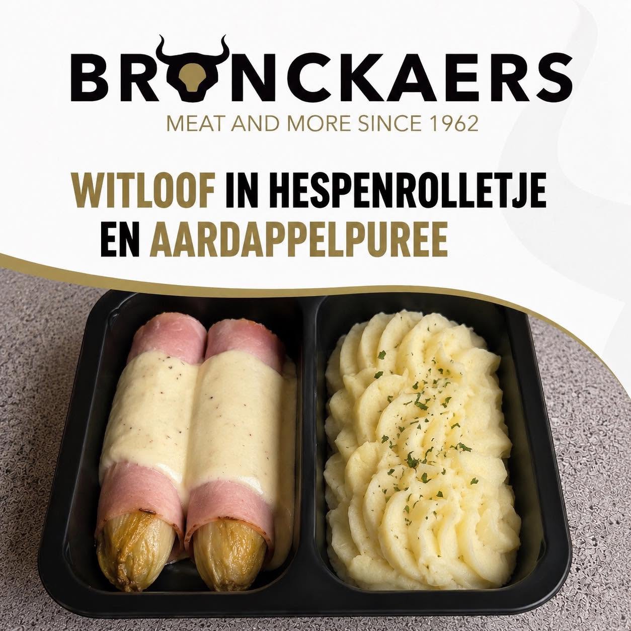 Witloof in hespenrolletje en aardappelpuree